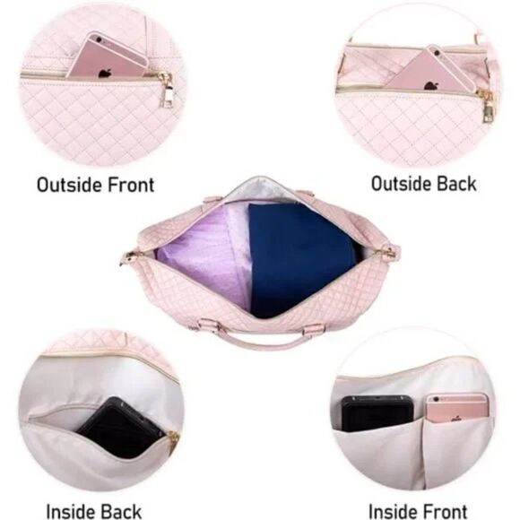 New Large Overnight Travel Duffle Tote Bags, Pink - Picture 5 of 8